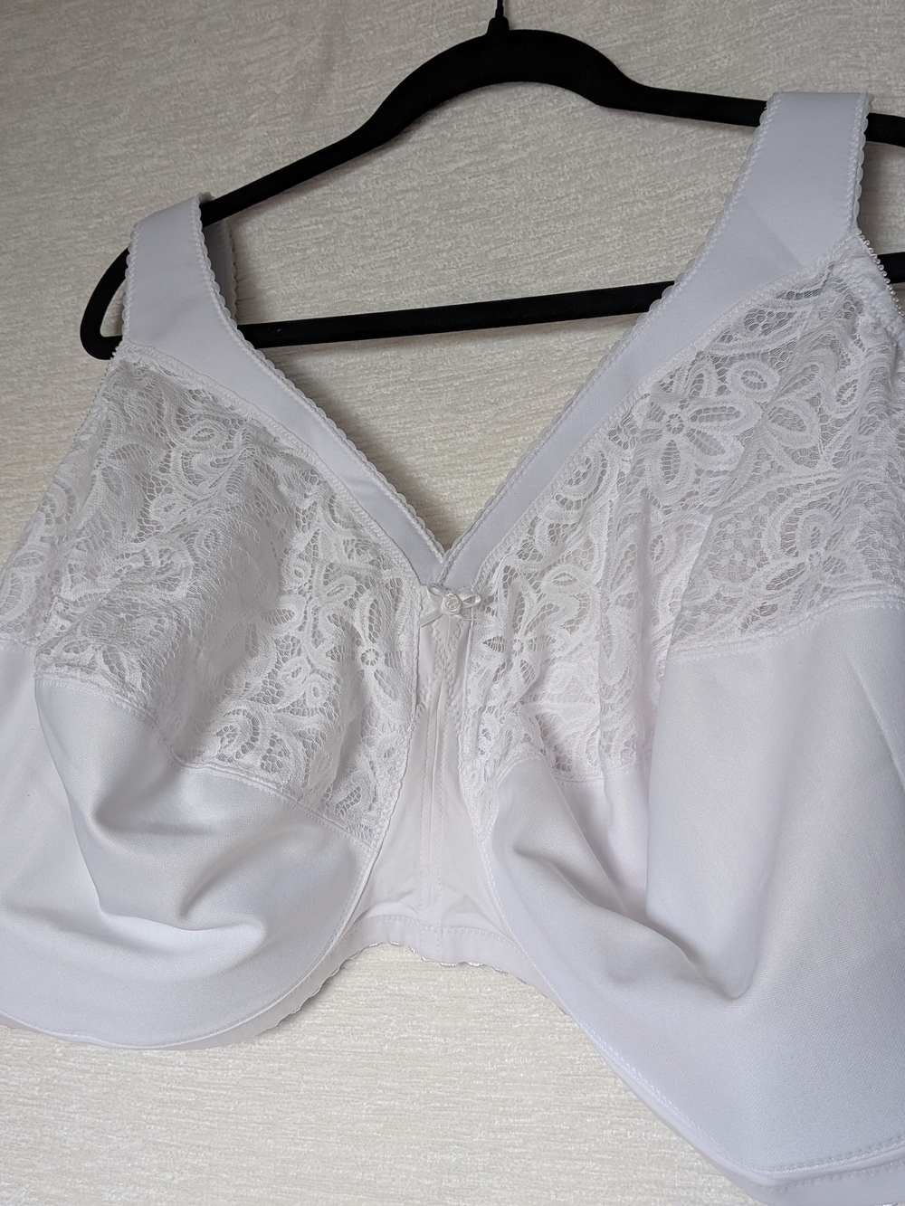Glamorise White Lace Supportive Full-Coverage Bra Cotton Blend 54J